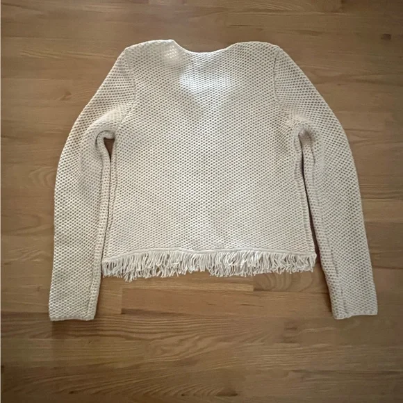 Lily Pulitzer cream cardigan with fringe size L - Picture 2 of 3